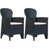 vidaXL Chaises de jardin lot de 2 avec coussin Anthracite Plastique