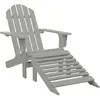 vidaXL Chaise de jardin avec pouf Bois Gris