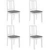 vidaXL Chaises à manger avec coussins lot de 4 blanc bois solide