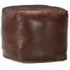 vidaXL Pouf 40 x 40 x 40 cm Marron foncé Cuir véritable de chèvre
