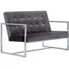vidaXL Canapé 2 places avec accoudoirs Gris foncé Chrome et velours