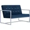 vidaXL Canapé 2 places avec accoudoirs Bleu Chrome et velours