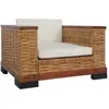 vidaXL Fauteuil avec coussins Marron Rotin naturel