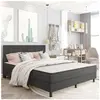 vidaXL Tête de lit touffetée Gris foncé Tissu 180x200 cm