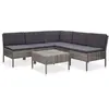 vidaXL Salon de jardin 6 pcs avec coussins Résine tressée Gris