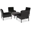 vidaXL Salon de jardin 5 pcs avec coussins Résine tressée Noir
