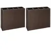 vidaXL Lits surélevés de jardin et 4 pots 2 pcs Résine tressée Marron
