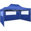 vidaXL Tente de réception pliable avec 3 parois 3x4 m Acier Bleu