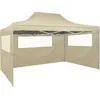 vidaXL Tente de réception pliable avec 3 parois 3x4 m Acier Crème