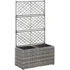 vidaXL Lit surélevé en treillis 2 pots 58x30x107cm Résine tressée Gris