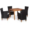 vidaXL Mobilier à dîner de jardin 5 pcs Résine tressée Noir et marron