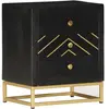vidaXL Table de chevet Noir et doré 40x30x50cm Bois de manguier massif