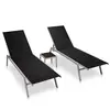 vidaXL Chaises longues 2 pcs avec table acier et textilène noir