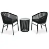 vidaXL Ensemble de bistro 3 pcs avec coussins Rotin PE Noir