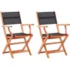 vidaXL Chaises pliables de jardin 2 pcs Noir Eucalyptus et textilène
