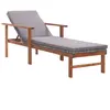 vidaXL Chaise longue et coussin Résine tressée et bois d'acacia Gris