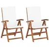 vidaXL Chaises inclinables 2 pcs avec coussins Teck solide Crème