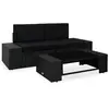 vidaXL Salon de jardin 3 pcs Résine tressée Noir