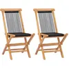 vidaXL Chaises pliables de jardin 2 pcs Bois de teck solide et corde