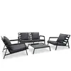 vidaXL Salon de jardin 4 pcs avec coussins Aluminium Gris foncé