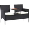 vidaXL Banc de jardin 2places et table à thé 143cm Résine tressée Noir
