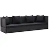 vidaXL Lit de jardin avec coussin et oreiller Résine tressée Noir
