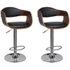 vidaXL Tabourets de bar lot de 2 noir bois courbé et similicuir