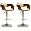 vidaXL Chaises de bar lot de 2 crème bois courbé et similicuir