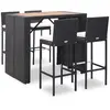 vidaXL Ensemble de bar 5 pcs Résine tressée et bois d'acacia Noir