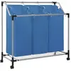 vidaXL Trieuse à linge avec 3 sacs Bleu Acier