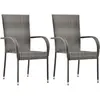 Chaises empilables d'extérieur 2 pcs Gris Résine tressée Vidaxl Gris