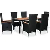 vidaXL Ensemble à manger d'extérieur 7pcs Résine tressée acacia Noir