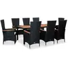 vidaXL Mobilier à dîner de jardin 9pcs et coussins Résine tressée Noir