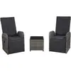 vidaXL Mobilier de bistro 3 pcs avec coussins Résine tressée Gris