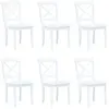 vidaXL Chaises à manger lot de 6 blanc bois d'hévéa massif