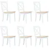 vidaXL Chaises à manger lot de 6 blanc et bois clair bois hévéa massif
