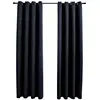 vidaXL Rideaux occultants avec anneaux en métal 2 pcs Noir 140x245 cm