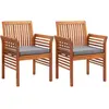 vidaXL Chaises à dîner de jardin et coussins 2pcs Bois d'acacia massif