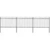 vidaXL Clôture de jardin avec dessus en lance Acier 5,1 x 1,2 m Noir