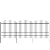 vidaXL Clôture de jardin à dessus en lance Acier (1,75-2)x5,1 m Noir