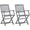 vidaXL Chaises pliables d'extérieur 2 pcs Bois d'acacia solide