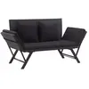 vidaXL Banc de jardin avec coussins 176 cm Noir Résine tressée