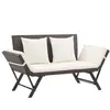 vidaXL Banc de jardin avec coussins 176 cm Marron Résine tressée