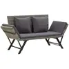 vidaXL Banc de jardin avec coussins 176 cm Gris Résine tressée