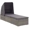 vidaXL Chaise longue avec auvent et coussin Résine tressée Gris