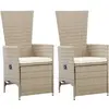 vidaXL Chaises inclinables 2 pcs et coussins Résine tressée Beige