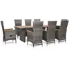 vidaXL Mobilier à dîner de jardin 9pcs et coussins Résine tressée Gris