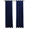 vidaXL Rideaux occultants et anneaux 2pcs Velours Bleu foncé 140x245cm