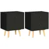 vidaXL Tables de chevet 2 pcs Noir 40 x 30 x 50 cm Pin massif