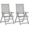 vidaXL Chaises inclinables de jardin 2 pcs Gris Bois solide d'acacia